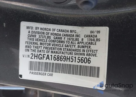 2009 Honda Civic Ex из США, поврежденный, VIN 2HGFA16869H515606